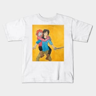 What are best friends for? Fantasy watercolor illustration elf wizard and human rogue Kids T-Shirt